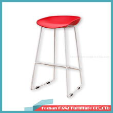 Plastic Bar Chair with White Matel Leg Red Bar Stool